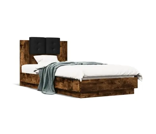 Lovos Rėmas Su Galvūgaliu Ir Led Lemputėmis, Dūminis, 90X190Cm