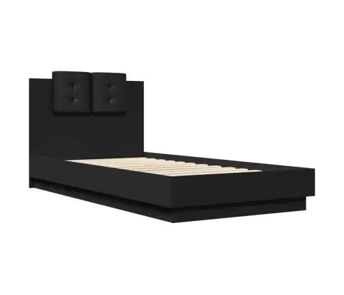 Gultas Rāmis Ar Galvgali Un Led, Melns, 75X190 Cm Vidaxl