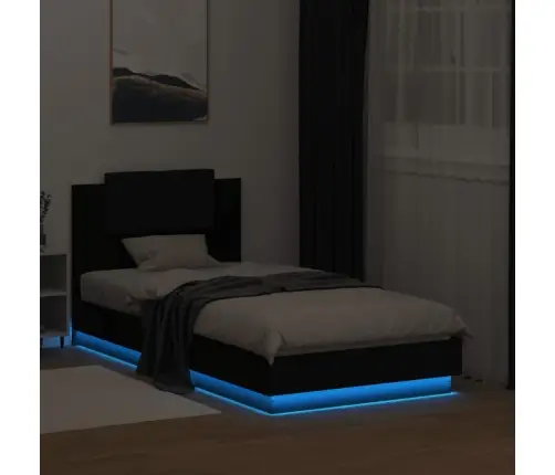 Gultas Rāmis Ar Galvgali Un Led, Melns, 75X190 Cm Vidaxl