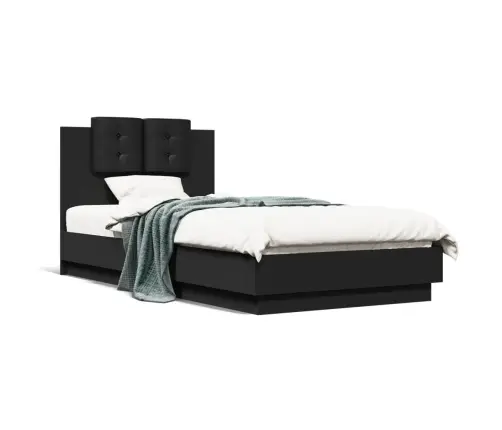 Gultas Rāmis Ar Galvgali Un Led, Melns, 75X190 Cm Vidaxl