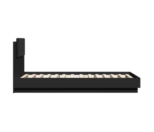 Gultas Rāmis Ar Galvgali Un Led, Melns, 75X190 Cm Vidaxl