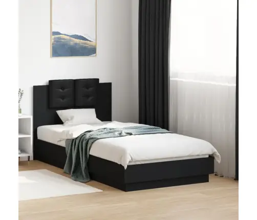 Gultas Rāmis Ar Galvgali Un Led, Melns, 75X190 Cm Vidaxl