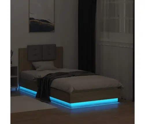 Lovos Rėmas Su Galvūgaliu Ir Led Lemputėmis, Ąžuolo, 75X190Cm