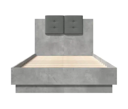 Gultas Rāmis Ar Galvgali Un Led, Betona Pelēks, 75X190 Cm Vidaxl