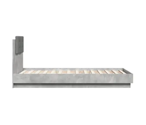 Gultas Rāmis Ar Galvgali Un Led, Betona Pelēks, 75X190 Cm Vidaxl