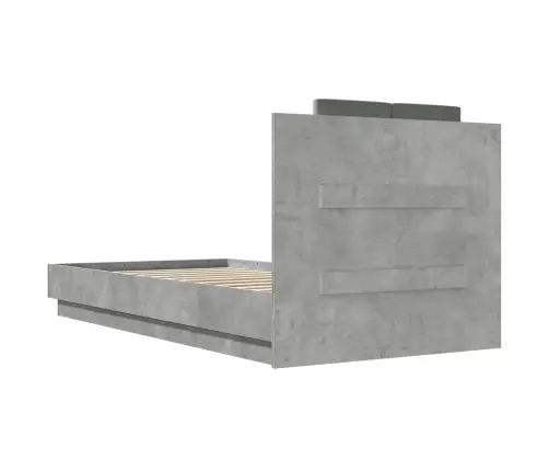 Gultas Rāmis Ar Galvgali Un Led, Betona Pelēks, 75X190 Cm Vidaxl