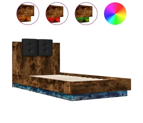 Lovos Rėmas Su Galvūgaliu Ir Led Lemputėmis, Dūminis, 75X190Cm