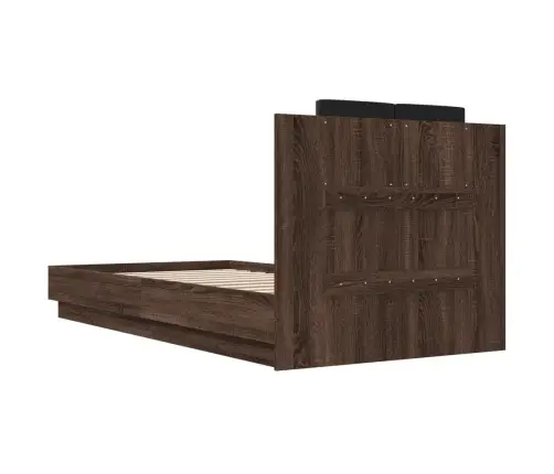 Gultas Rāmis Ar Galvgali Un Led, Brūna Koka Krāsa, 75X190 Cm Vidaxl