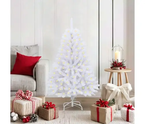 Dirbtinė Kalėdų Eglutė Su 150 Led Balta 120 Cm Pvc Ir Metalas