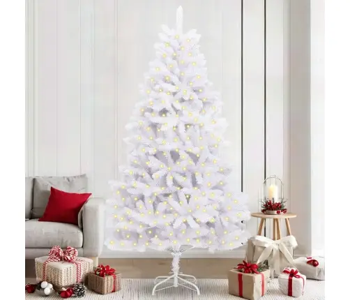 Mākslīgā Ziemassvētku Eglīte Balts 240 Cm Pvc Un Metāls Vidaxl