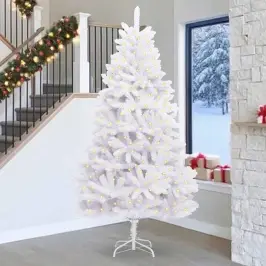 Tehisjõulupuu Koos 300 Led-Iga Valge 270 Cm Pvc Ja Metall