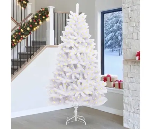 Tehisjõulupuu Koos 300 Led-Iga Valge 270 Cm Pvc Ja Metall