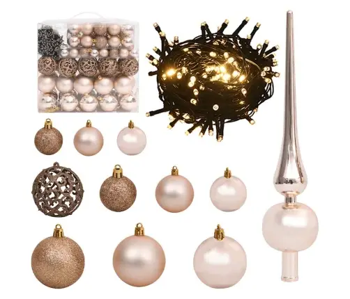 Mākslīgā Ziemassvētku Egle, Bumbiņu Komplekts, 180 Cm, 300 Led Vidaxl