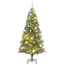 Kunstkuusk 300 Ledi, Jõulukuulide Ja Lumiste Okstega, 240 Cm