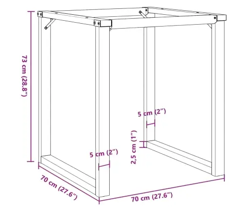 Galda Kājas, 70X70X73 Cm, O-Formas Rāmis, Tērauds Vidaxl