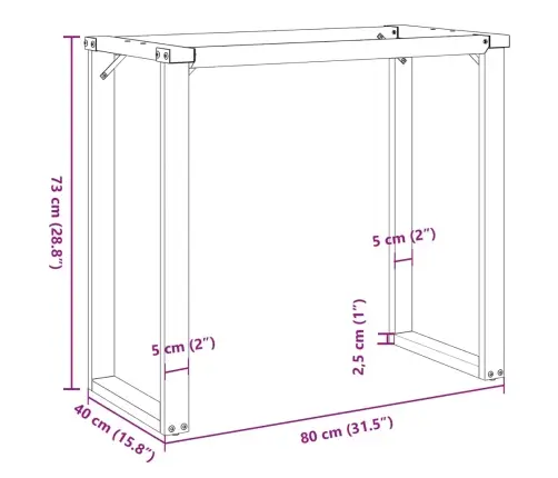 Galda Kājas, 80X40X73 Cm, O-Formas Rāmis, Tērauds Vidaxl