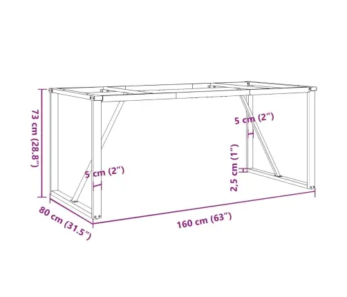 Galda Kājas, 160X80X73 Cm, O-Formas Rāmis, Tērauds Vidaxl