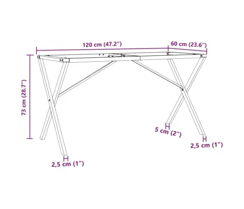 Virtuves Galda Kājas, X-Forma, 120X60X73 Cm, Tērauds Vidaxl