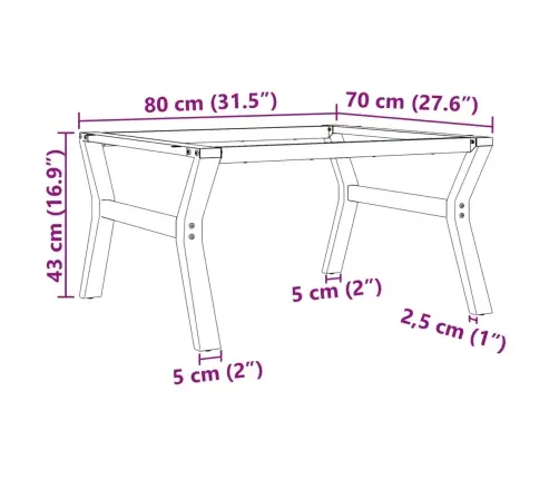 Kafijas Galdiņa Kājas, 80X70X43 Cm, Y-Forma, Tērauds Vidaxl