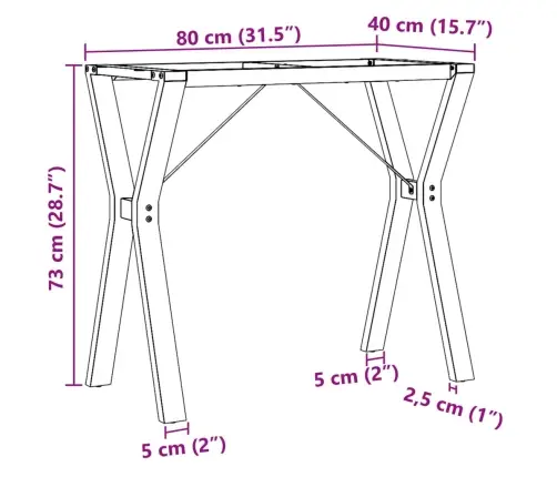 Virtuves Galda Kājas, Y-Forma, 80X40X73 Cm, Tērauds Vidaxl