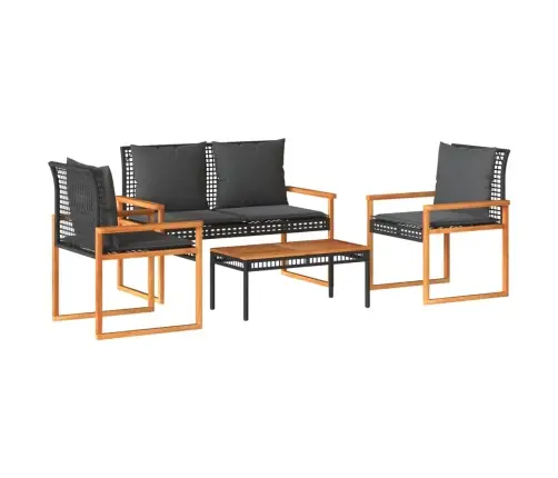 4-Daļīgs Dārza Mēbeļu Komplekts, Melna Pe Rotangpalma Vidaxl