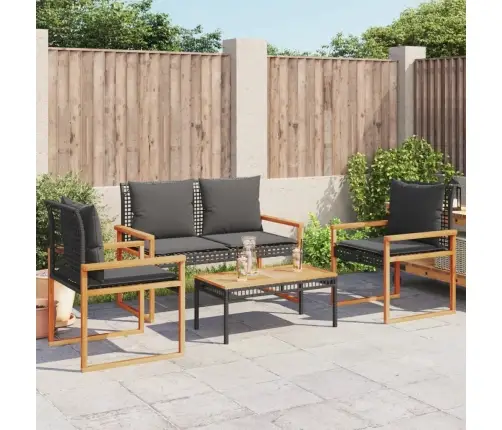 4-Daļīgs Dārza Mēbeļu Komplekts, Melna Pe Rotangpalma Vidaxl