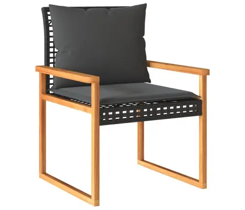 4-Daļīgs Dārza Mēbeļu Komplekts, Melna Pe Rotangpalma Vidaxl