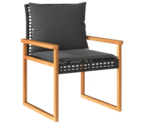 3-Daļīgs Bistro Mēbeļu Komplekts, Melna Pe Rotangpalma, Akācija Vidaxl