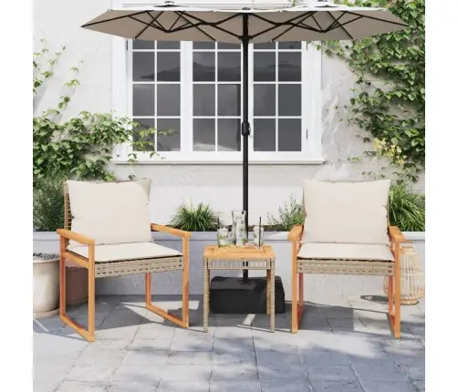 Bistro Komplektas Su Pagalvėlėmis, 3 Dalių, Smėlio, Poliratanas