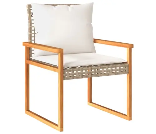 Bistro Komplektas Su Pagalvėlėmis, 3 Dalių, Smėlio, Poliratanas