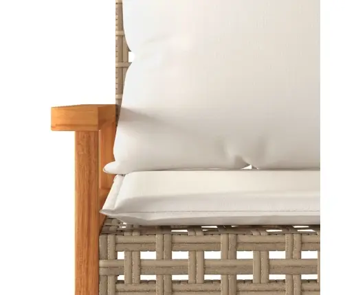 Bistro Komplektas Su Pagalvėlėmis, 3 Dalių, Smėlio, Poliratanas