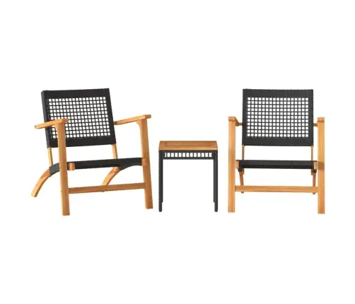 3-Osaline Bistrookomplekt, Must, Polürotang Ja Akaatsiapuit