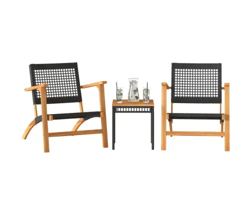 3-Osaline Bistrookomplekt, Must, Polürotang Ja Akaatsiapuit