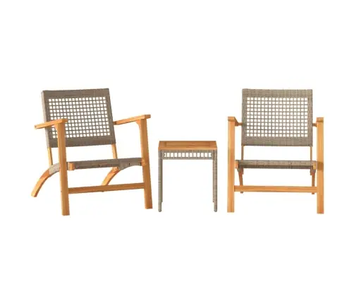 3-Daļīgs Bistro Mēbeļu Komplekts, Bēša Pe Rotangpalma, Akācija Vidaxl