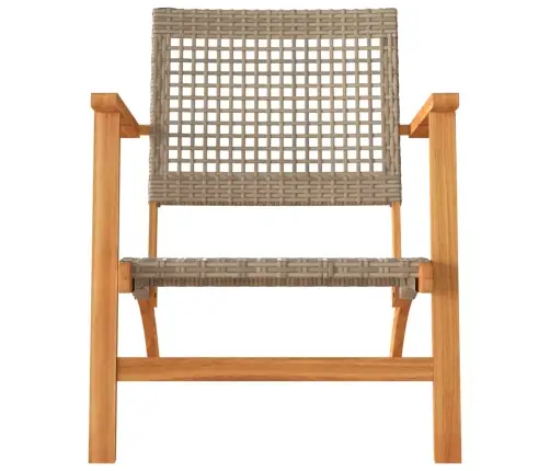 3-Daļīgs Bistro Mēbeļu Komplekts, Bēša Pe Rotangpalma, Akācija Vidaxl