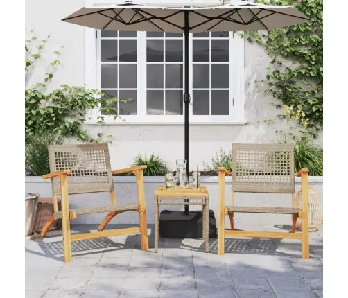 3-Daļīgs Bistro Mēbeļu Komplekts, Bēša Pe Rotangpalma, Akācija Vidaxl