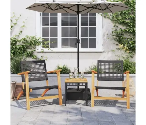 Dārza Krēsli, 2 Gab., Melna Pe Rotangpalma, Akācijas Koks Vidaxl