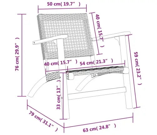 Dārza Krēsli, 2 Gab., Melna Pe Rotangpalma, Akācijas Koks Vidaxl