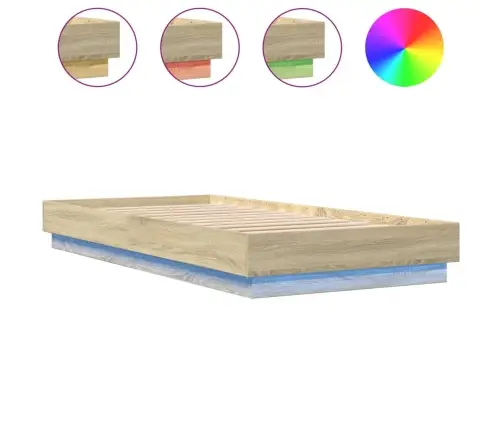 Voodiraam Led-Tuledega, Sonoma Tamm, 100 X 200 Cm