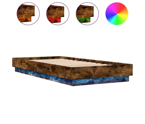 Voodiraam Led-Tuledega, Suitsutatud Tamm, 100 X 200 Cm