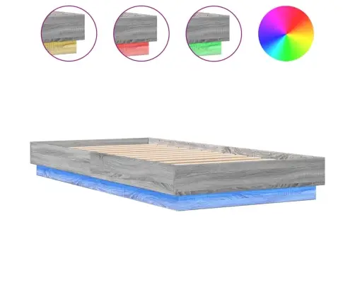 Voodiraam Led-Tuledega, Hall Sonoma Tamm, 100 X 200 Cm