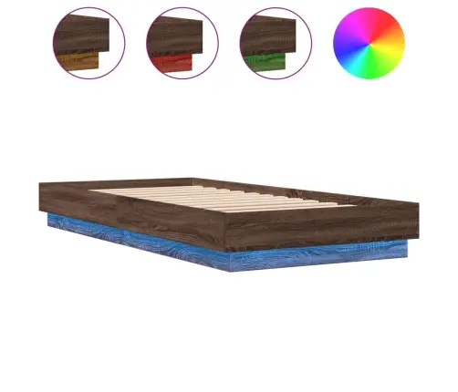 Voodiraam Led-Tuledega, Pruun Tamm, 100 X 200 Cm