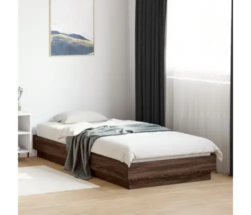 Gultas Rāmis Ar Led, Brūna Koka Krāsa, 90X200 Cm Vidaxl