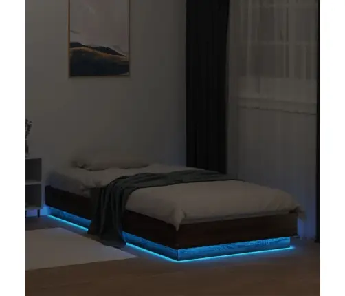 Gultas Rāmis Ar Led, Brūna Koka Krāsa, 90X200 Cm Vidaxl