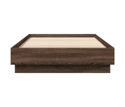 Gultas Rāmis Ar Led, Brūna Koka Krāsa, 90X200 Cm Vidaxl