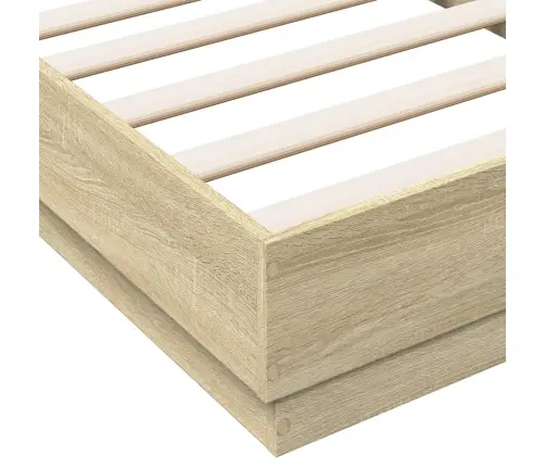 Gultas Rāmis Ar Led, Koka Krāsa, 90X190 Cm Vidaxl