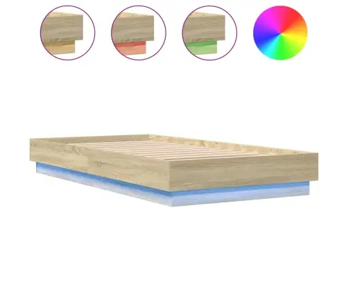 Gultas Rāmis Ar Led, Koka Krāsa, 75X190 Cm Vidaxl