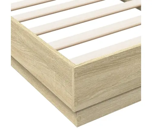 Gultas Rāmis Ar Led, Koka Krāsa, 75X190 Cm Vidaxl