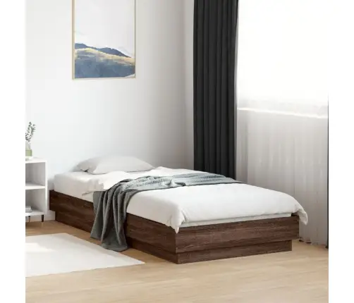 Gultas Rāmis Ar Led, Brūna Koka Krāsa, 75X190 Cm Vidaxl