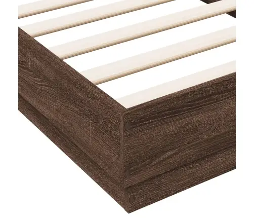 Gultas Rāmis Ar Led, Brūna Koka Krāsa, 75X190 Cm Vidaxl